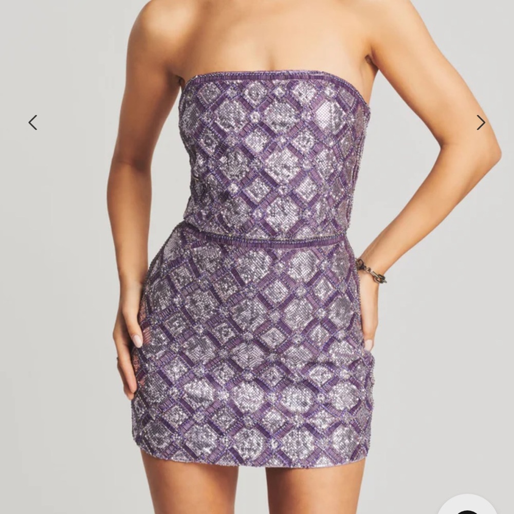 RETROFRETE Lilac Sequin Party Mini Dress - Picture 5 of 15